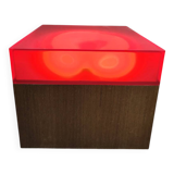 Table d'appoint vintage en bois et acrylique avec caisson lumineux « Lumière rouge »