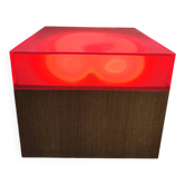 Vintage wooden acrylic lightbox sidetable 'Red light'