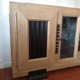 Enfilade 3 portes chêne sablé et chêne noirci année 40