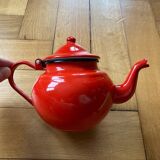Red enamel teapot