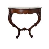 Console galbée ancienne style Louis XV en noyer