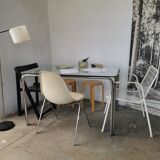 Table in metal chrome and glass 1970