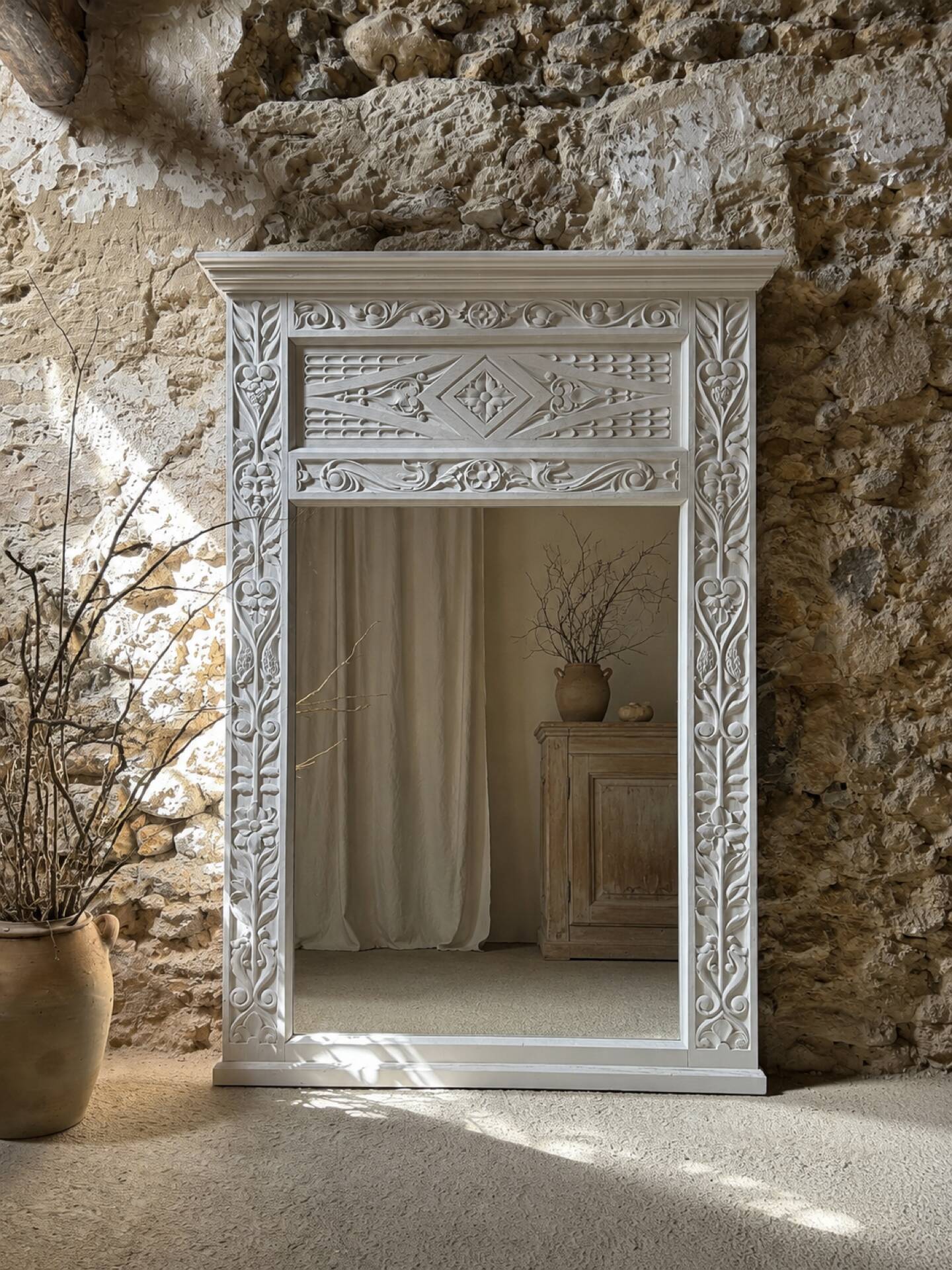 Large antique mirror in Henri II style