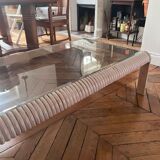 Table basse bois et verre 1970