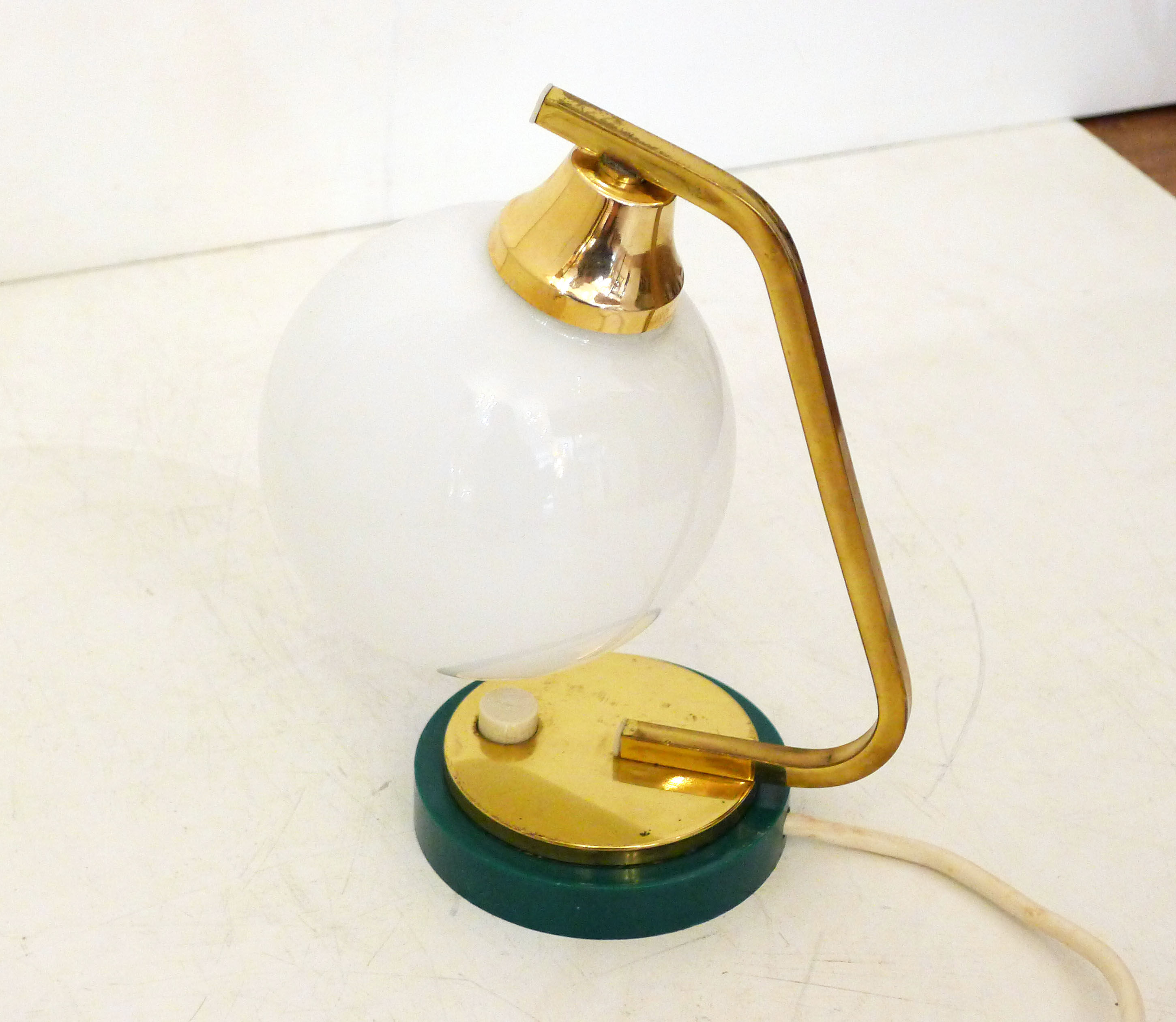Golden lamp & opal globe