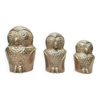 Gilded bronze owls