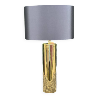 Designer cylinder lamp in golden brass from the 2000s Ht 70 cm