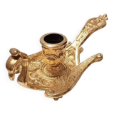Peacock candle holder in gilded brass 1970