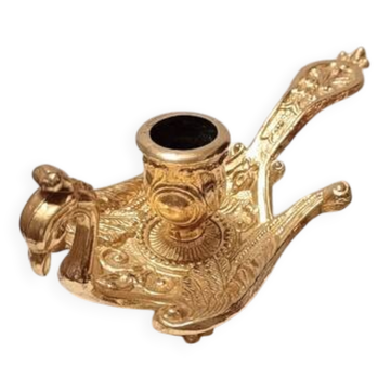 Peacock candle holder in gilded brass 1970