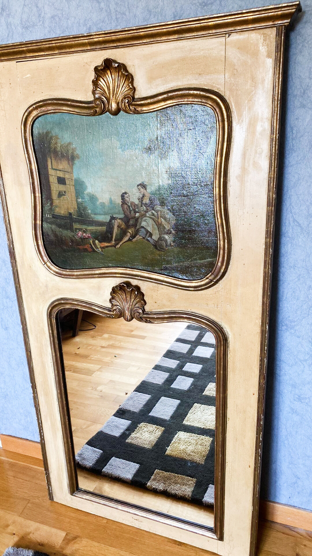 Fireplace trumeau mirror, gilded