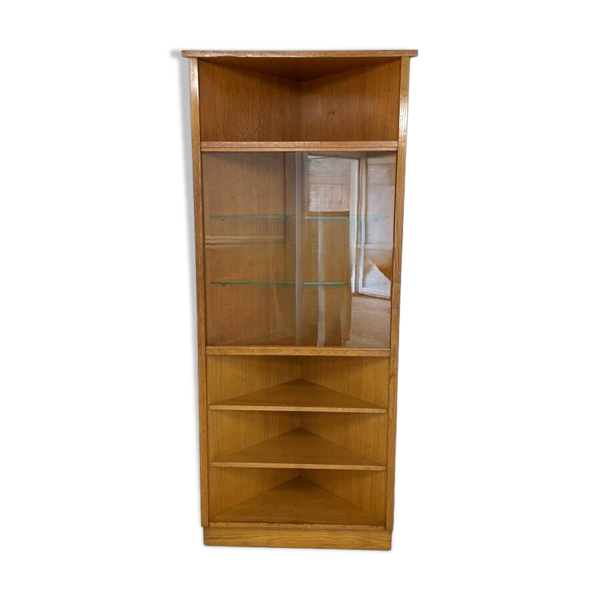 Étagère bibliothèque vitrine d’angle vintage