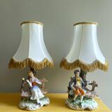Pair Italian porcelain table lamps by Capodimonte