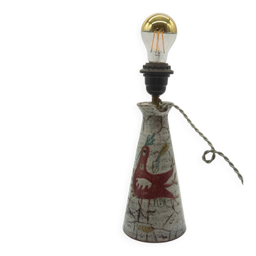 Ceramic pitcher converted into a lamp — Gustave Reynaud, 1950s