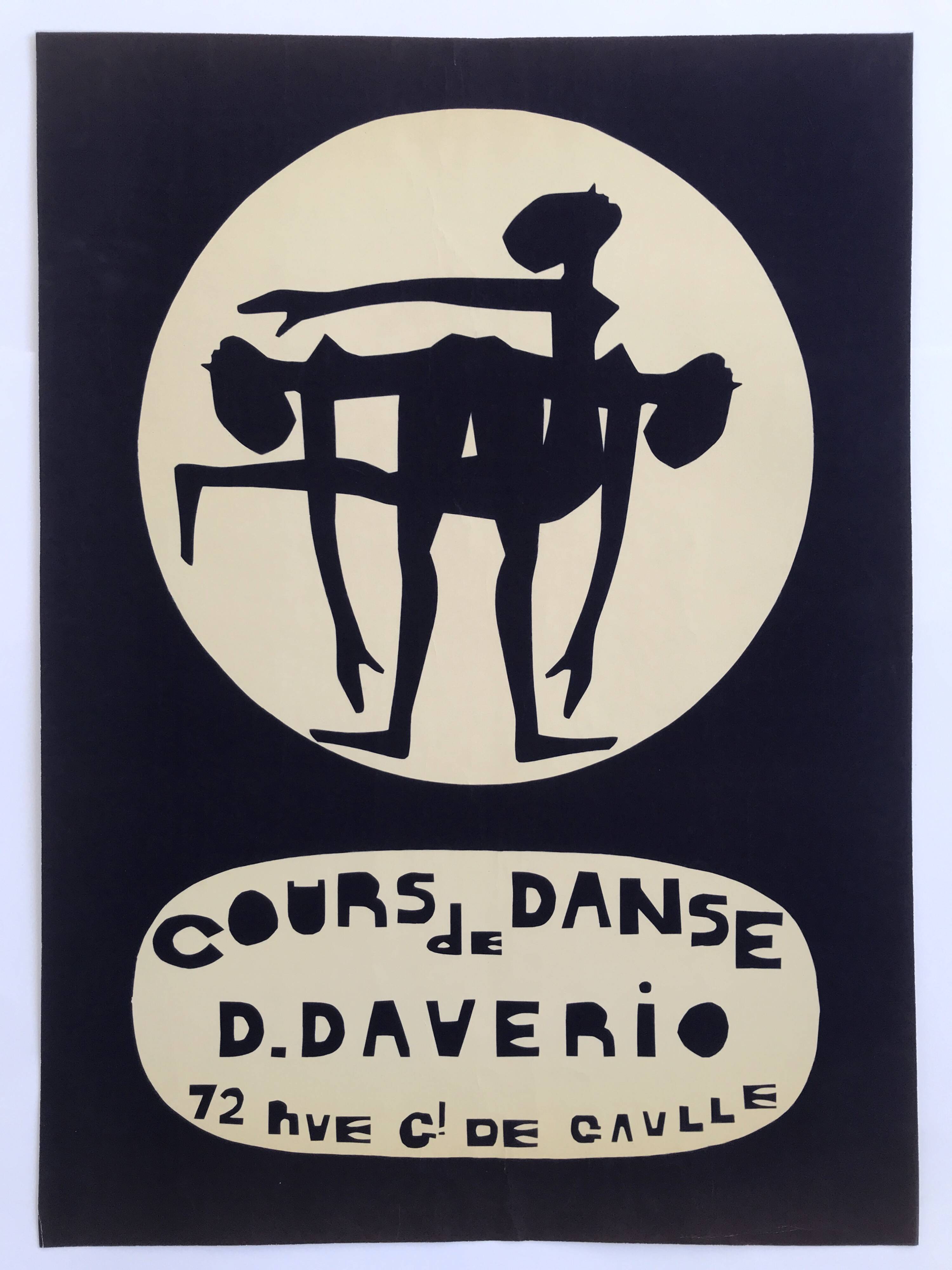 Original poster Dance lessons by D. Daverio, 1970s. Canvased.