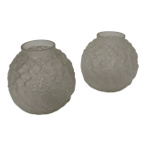 Pair of art deco balls with floral decoration of thoughts