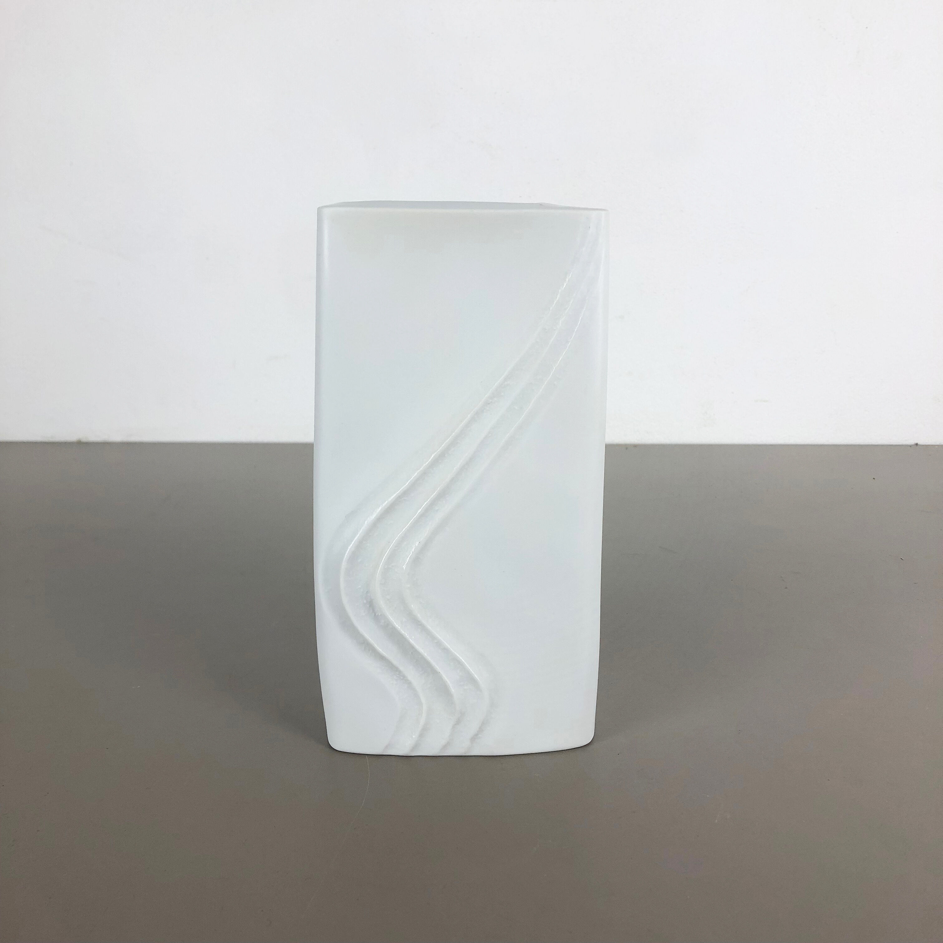 Large OP Art Vase Porcelain German Vase by Martin Freyer for Rosenthal, 1970s