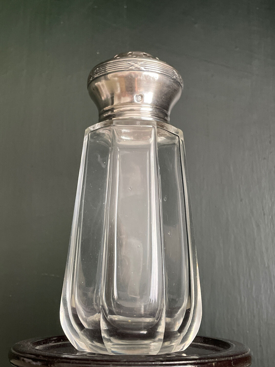 Crystal sugar sprinkler in solid silver