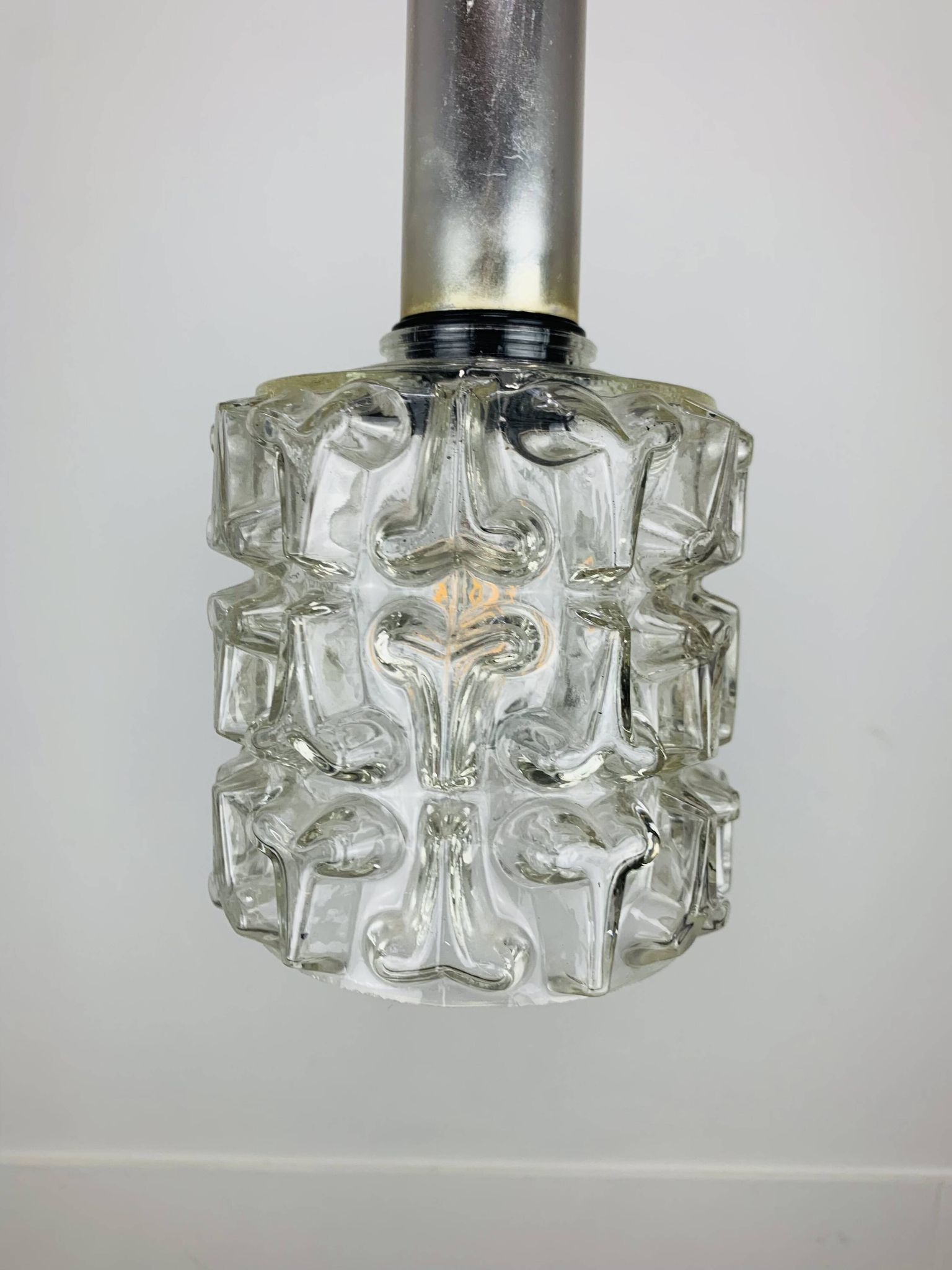 Suspension verre ciselé années 60 vintage