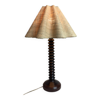 French wood turned table lamp in the style of Charles Dudouyt, 1950s