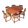Set of 6 chairs baumann sled with teak table 1960