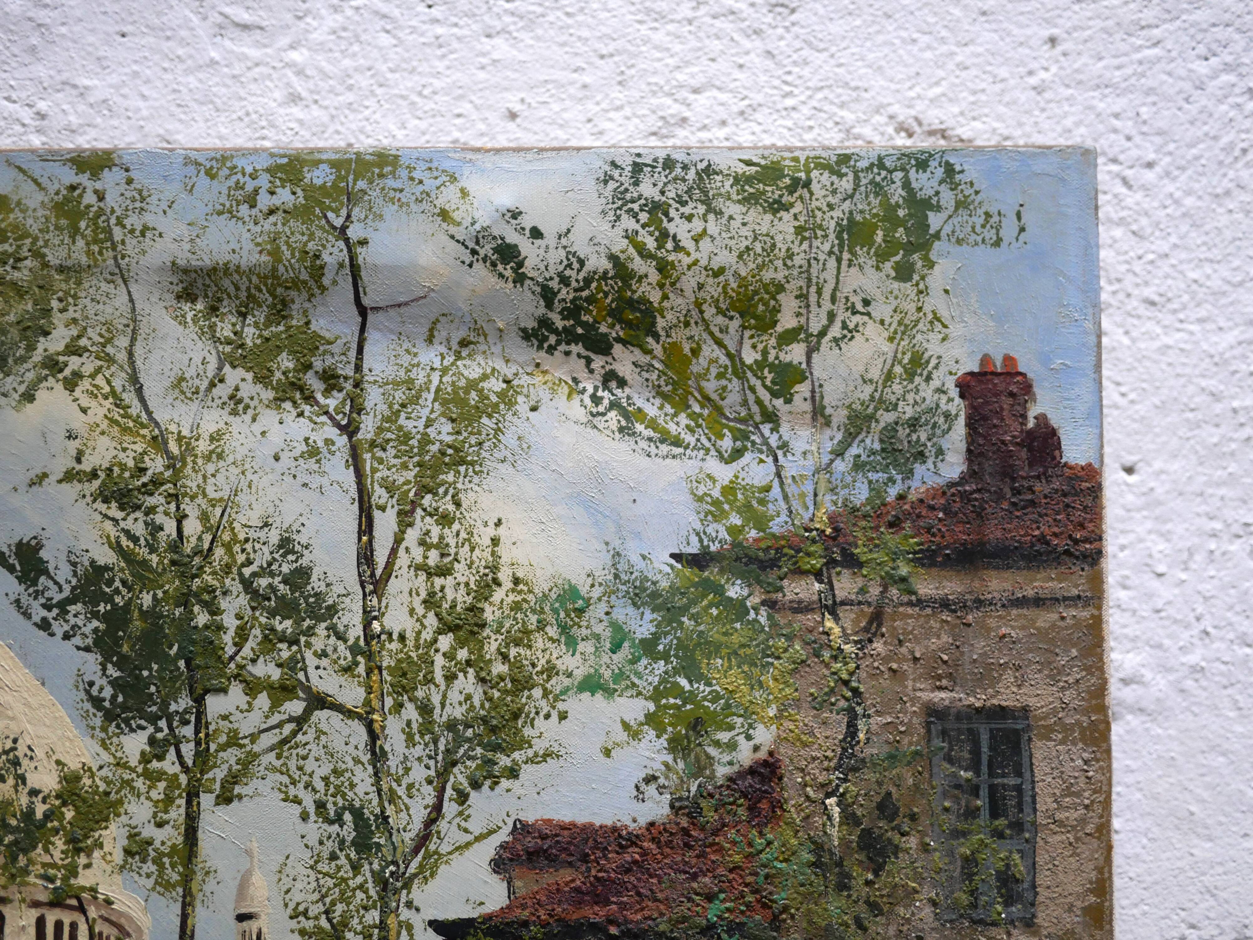 Old painting painting on canvas Montmartre, Paris