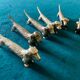 6 silver metal dog-shaped knife holders