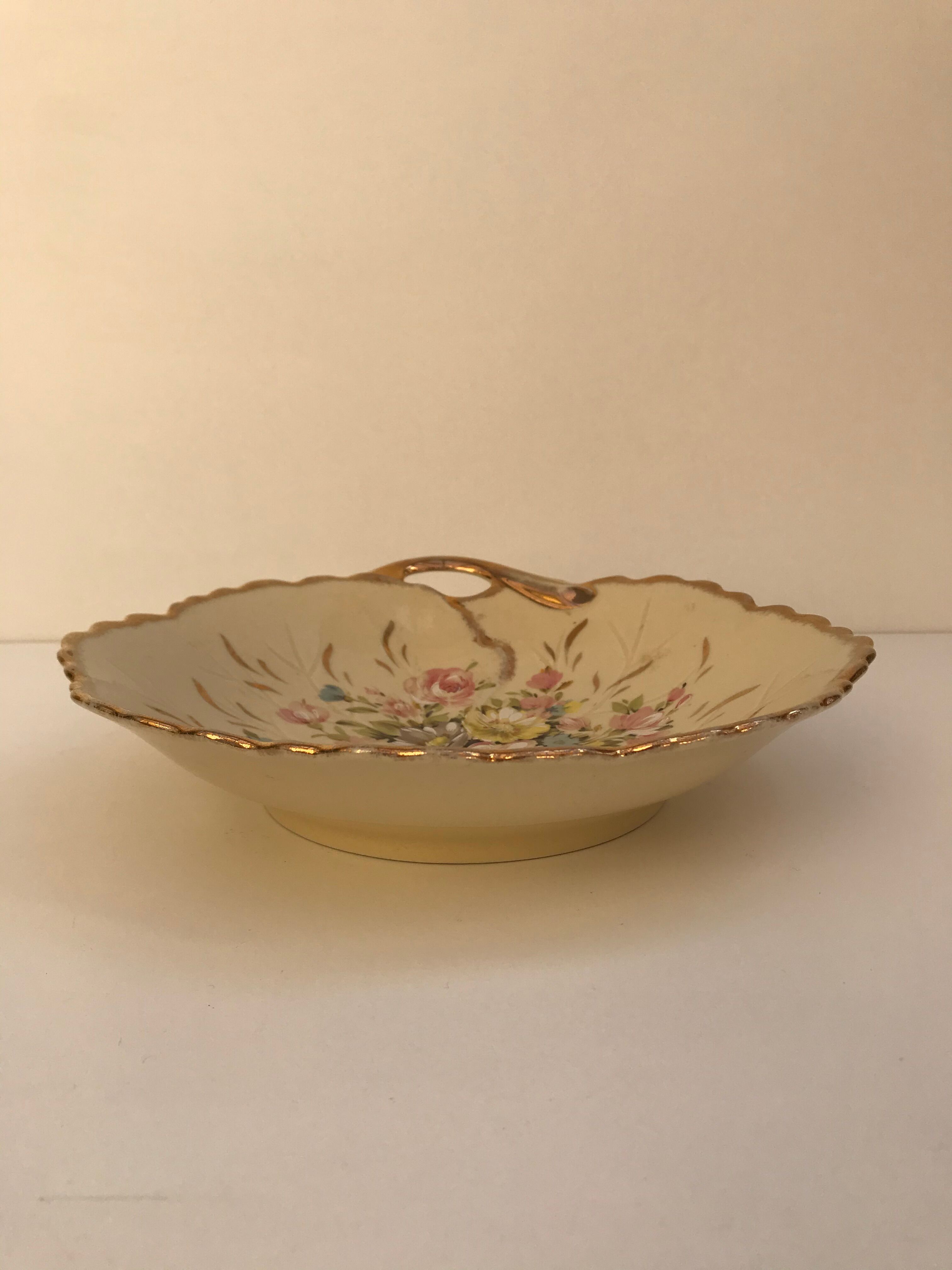 Vintage porcelain and enamel fruit bowl