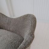 Mid-century modern canapé in sheepskin / shearling model 'Samspel' by Carl Malmsten, 1956