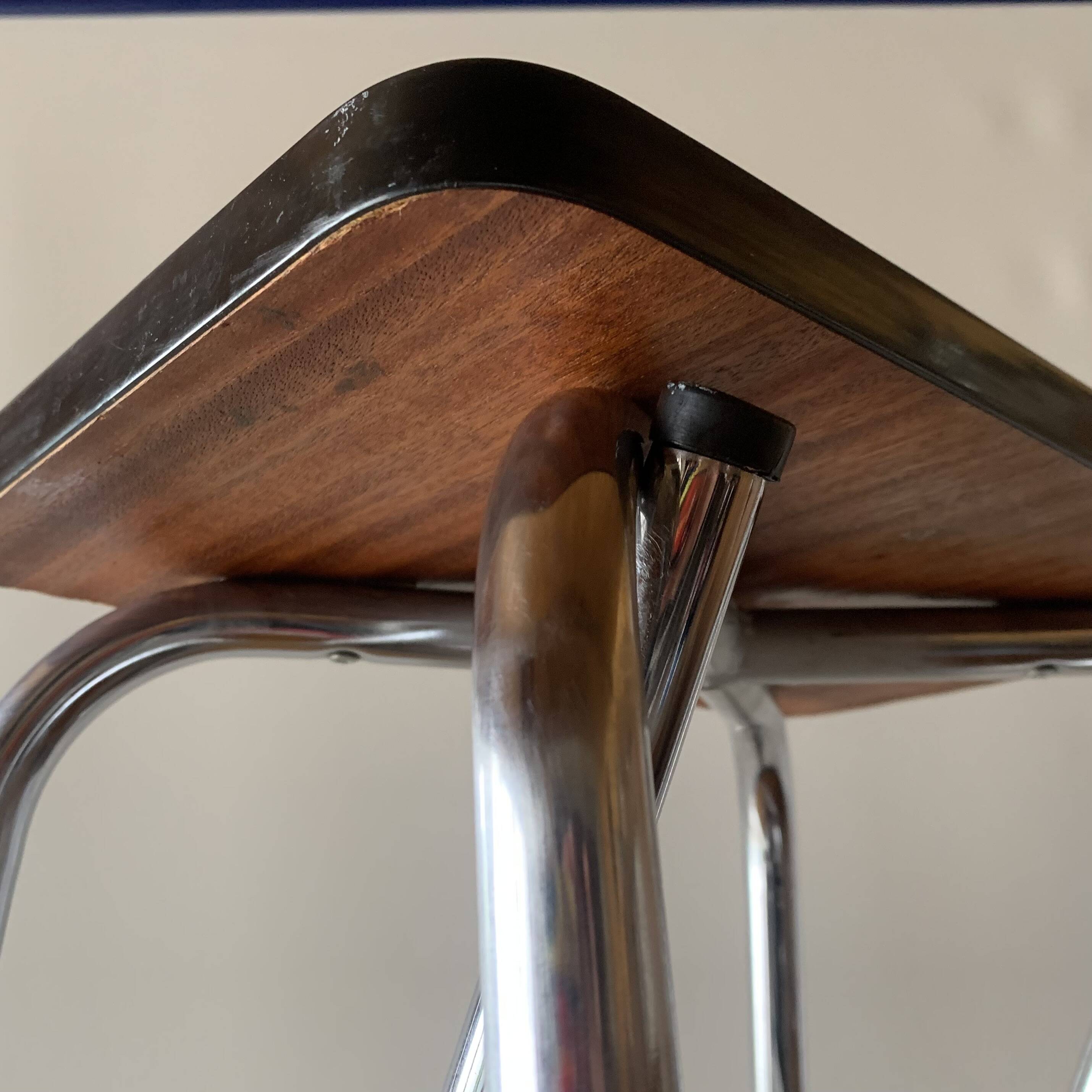 Vintage step stool in white formica and chrome steel