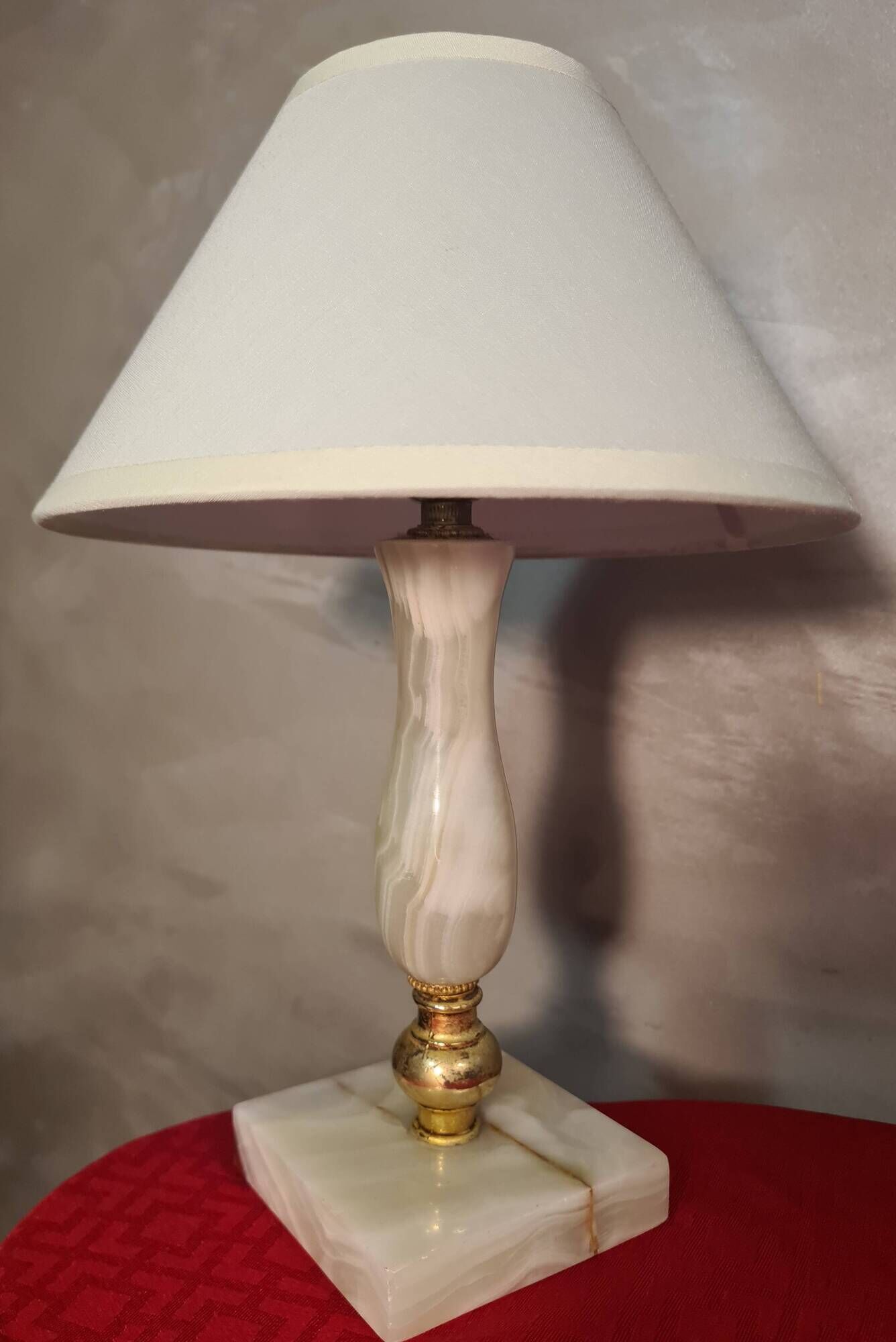 pair of onyx marble lamps, bedside, table, 1960s-70s, new electrical fittings 30x20