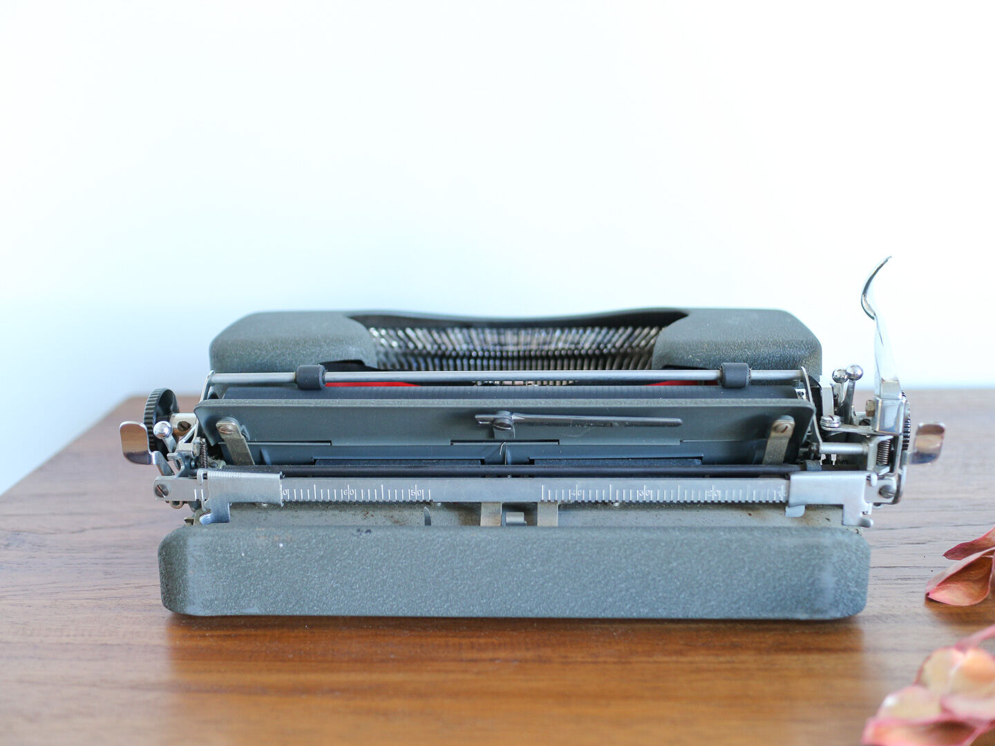 Japy grey-green typewriter with crate