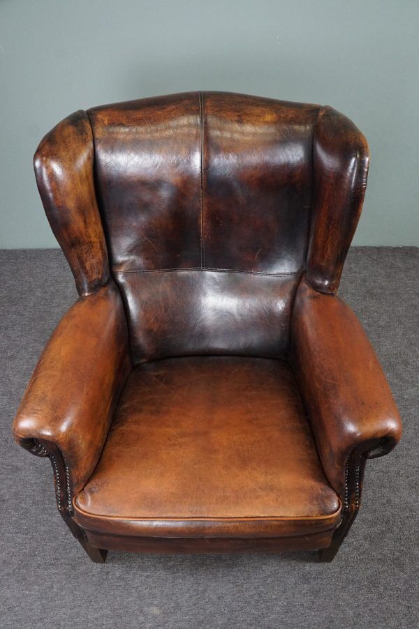 Sheep leather armchair + ottoman