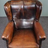 Sheep leather armchair + ottoman