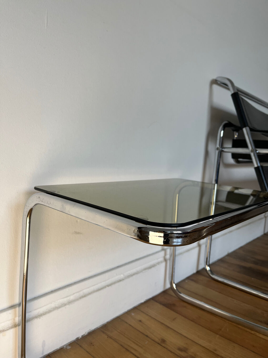Vintage smoked glass side table