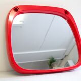 Vintage red plastic space age mirror