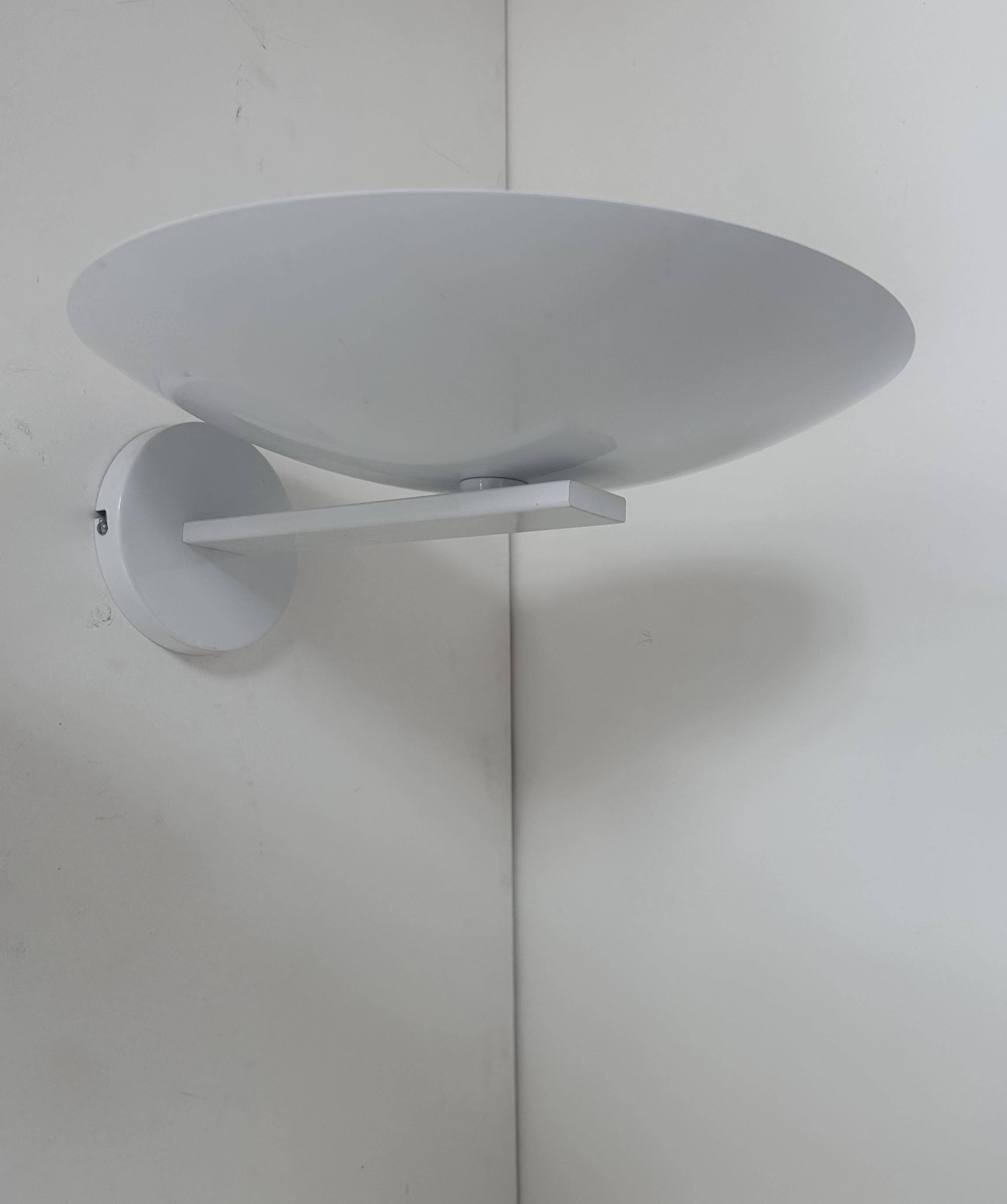 Pair of vintage wall lights, white lacquered metal, France 1970