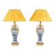 Pair of porcelain lamps decorated with bronze satyrs. Circa 1880.
