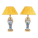 Pair of porcelain lamps decorated with bronze satyrs. Circa 1880.