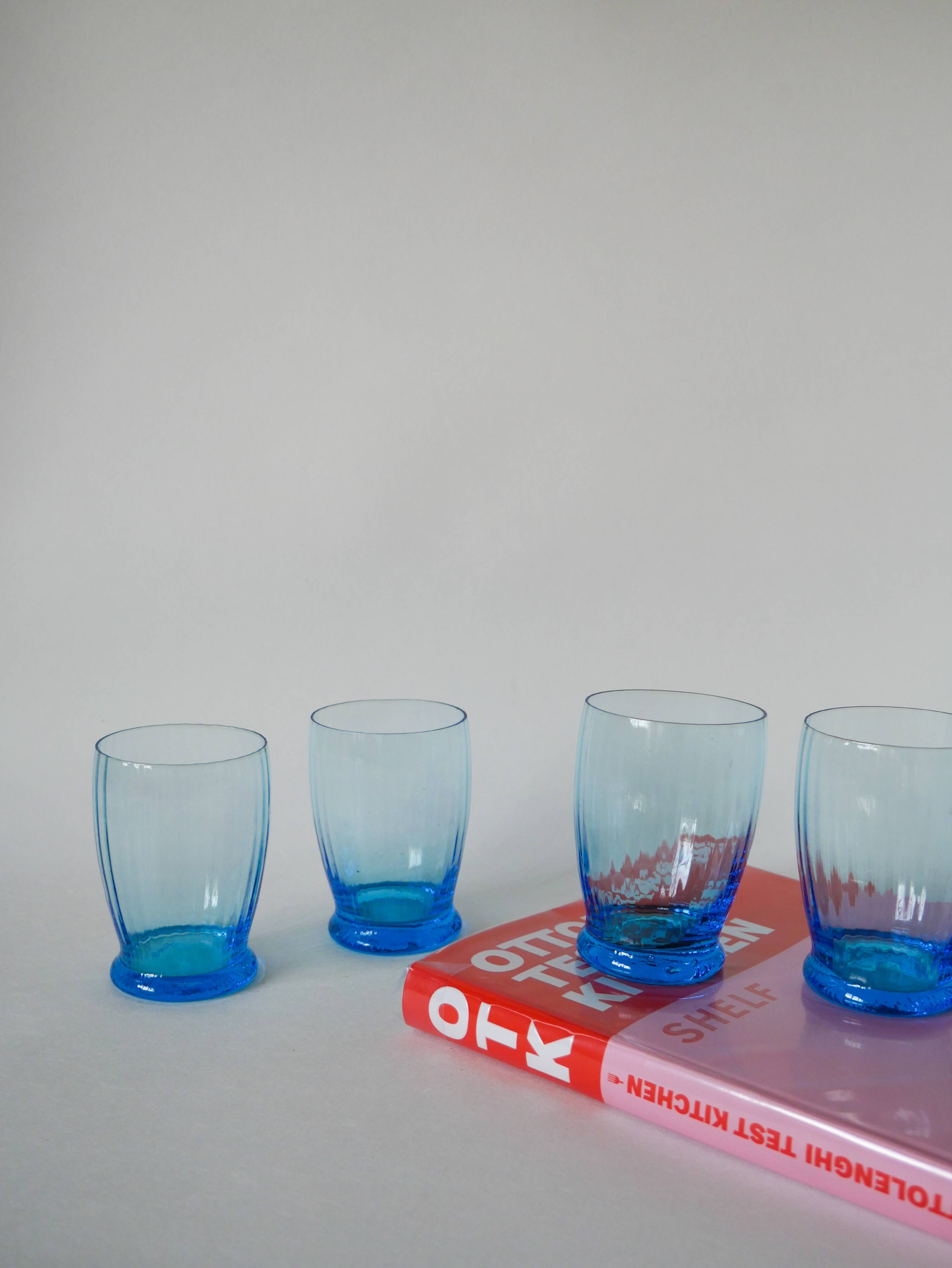set of 4 art deco turquoise water glasses 1930