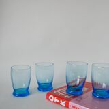 set of 4 art deco turquoise water glasses 1930