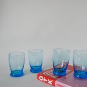 set of 4 art deco turquoise water glasses 1930