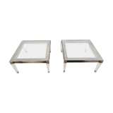 Tables d’appoint vintage en lucite et laiton, années 1980