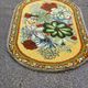 Vintage oval rug from the 70s - Pop flower patterns in green & mustard 185x115.