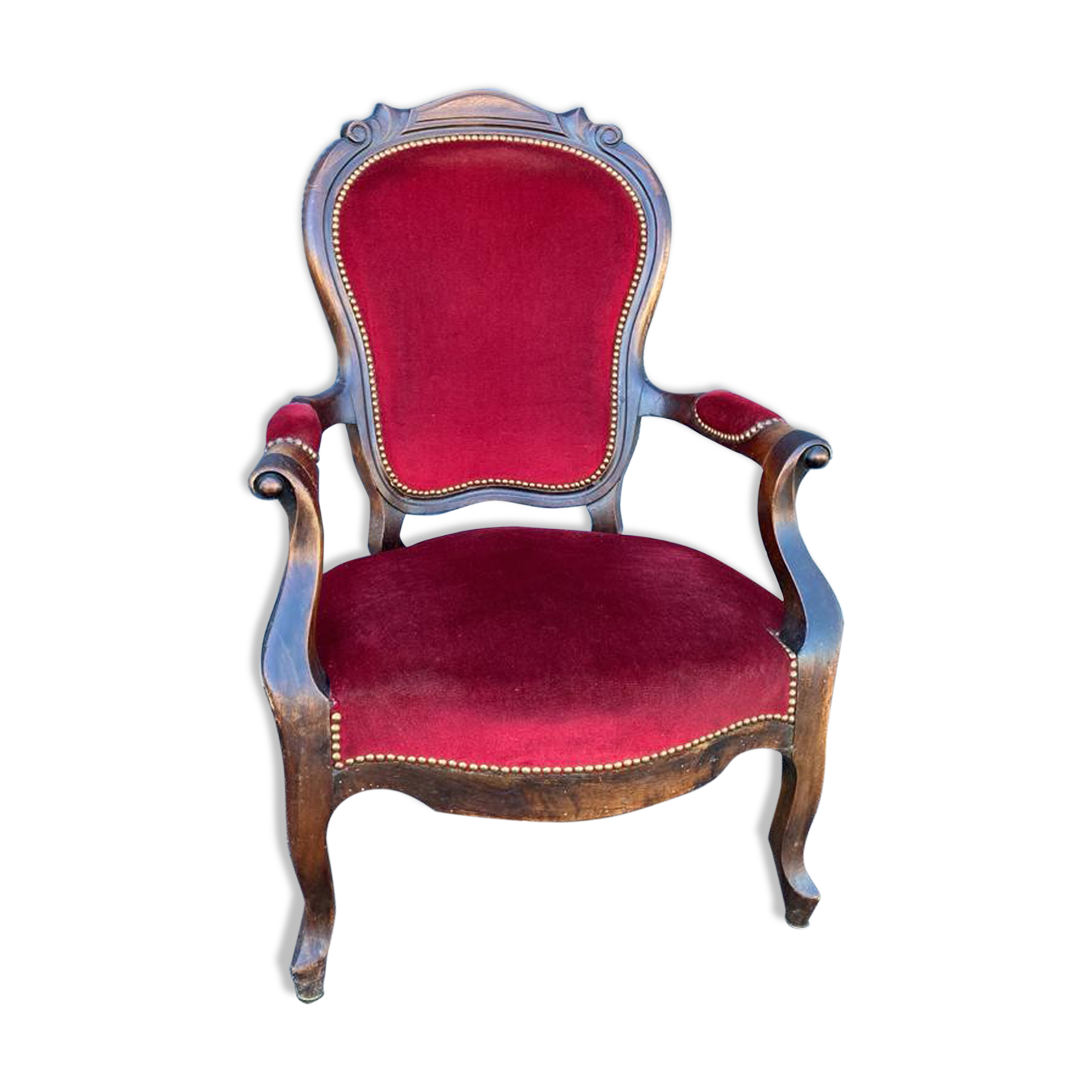 Fauteuil voltaire en velours rouge