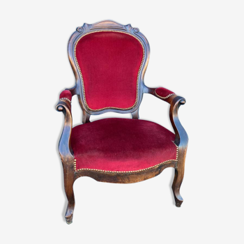 Fauteuil voltaire en velours rouge