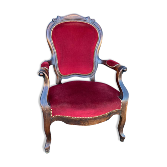 Red velvet voltaire armchair