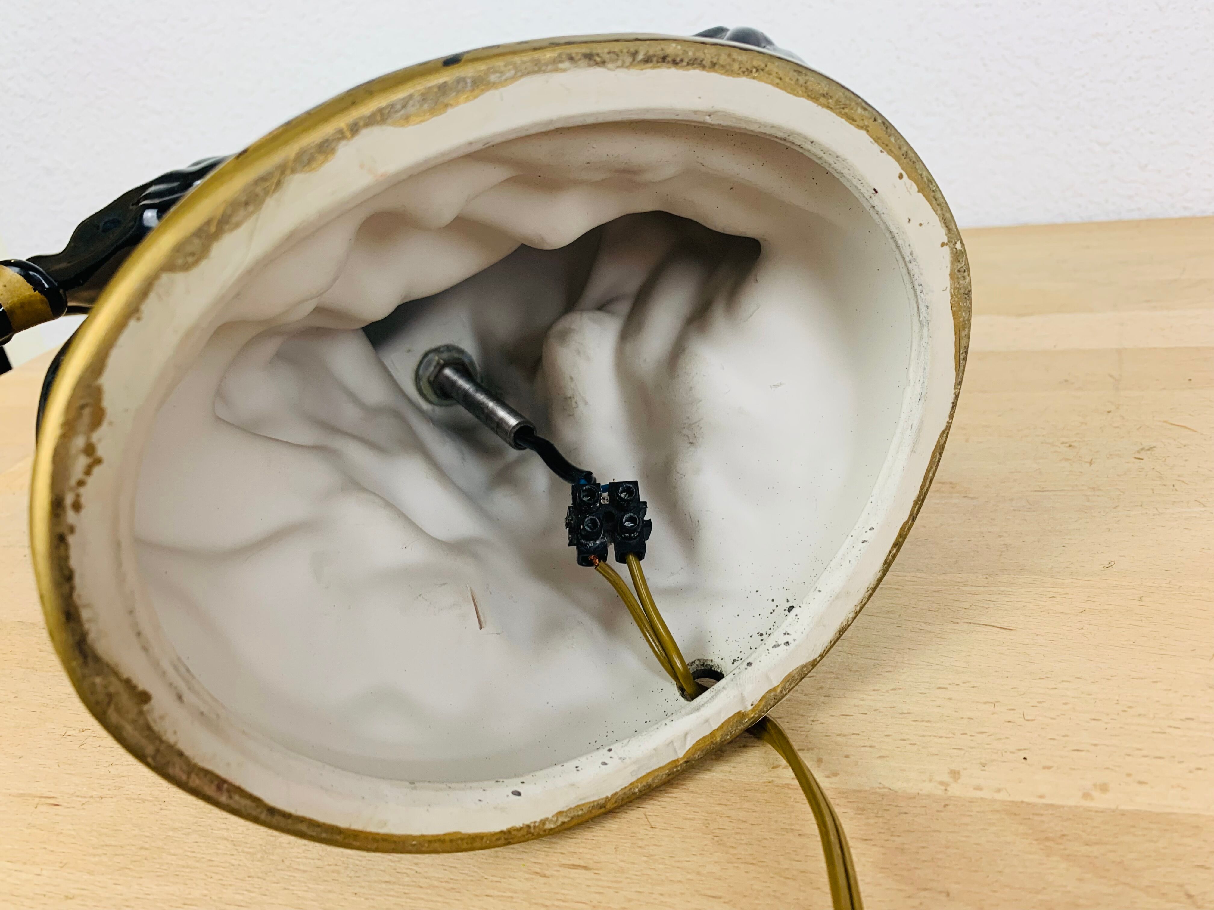 Black and gold ceramic horse lamp foot