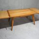 Dining table in blond oak compass feet 1950