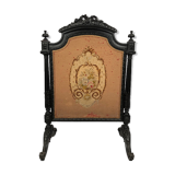 Ecran de cheminée en bois noirci richement sculpté, Napoléon III