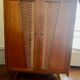 Armoire bois et rotin années 60